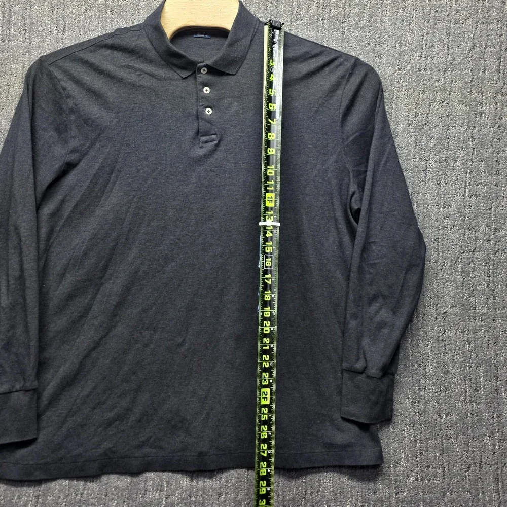 Polo Ralph Lauren Mens Long Sleeve Polo Shirt XL Gray Suede Trim Placket Classic